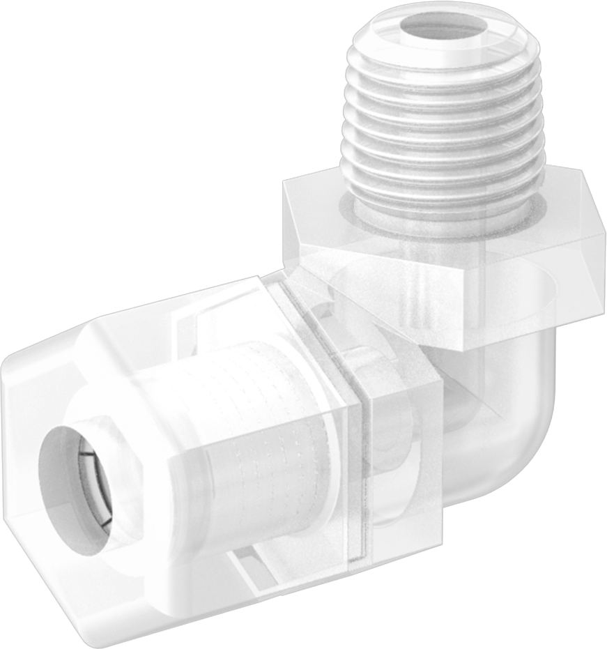 Yiyecek ve İçecek için Sıkıştırmalı Boru Bağlantı Parçası, Dirsek adaptörü, 3/8" Dış Çaplı Boru x 1/4 NPTF Erkek için