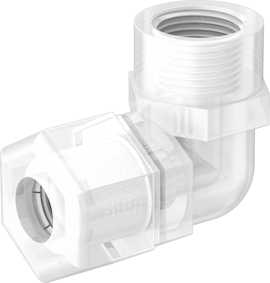 Yiyecek ve İçecek için Sıkıştırmalı Boru Bağlantı Parçası, Dirsek adaptörü, 1/2" Boru Dış Çapı x 3/8 NPTF Dişi için
