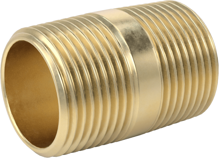 Yüksek Basınçlı Pirinç Boru Bağlantı Elemanı, Nipple, Her İki Ucu Dişli, 3/4 Boru Boyutu, 1-1/2" Uzunluk