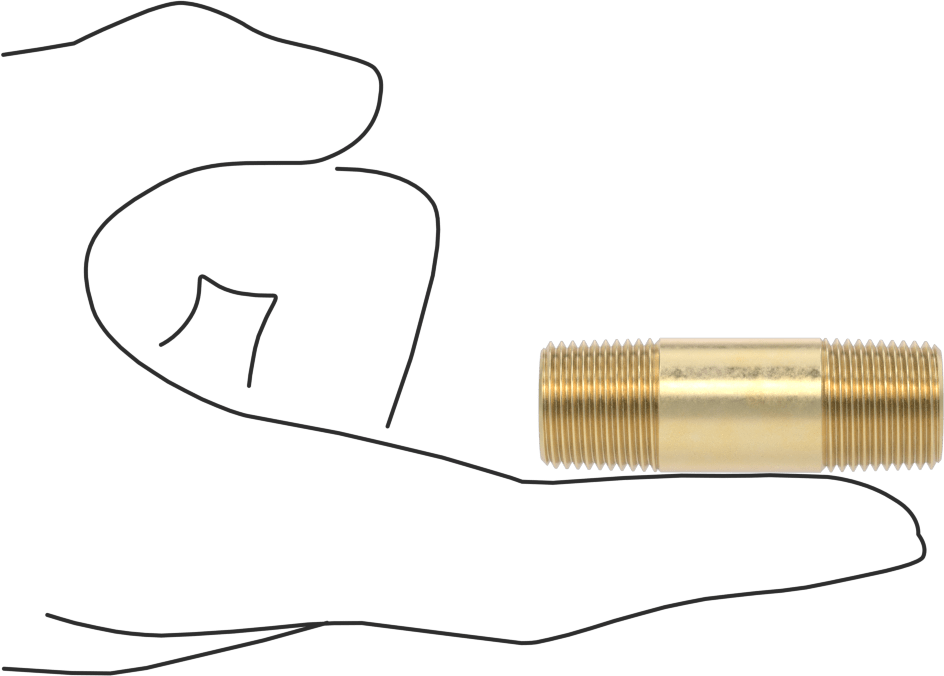 Yüksek Basınçlı Pirinç Boru Bağlantı Elemanı, Nipple, Her İki Ucu Dişli, 3/8 Boru Boyutu, 2" Uzunluk