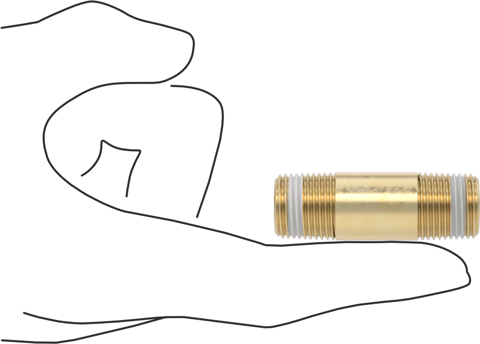Yüksek Basınçlı Pirinç Boru Bağlantı Elemanı, Sızdırmazlık Maddeli Nipel, Her İki Ucu Dişli, 3/8 NPT, 2" Uzunluk