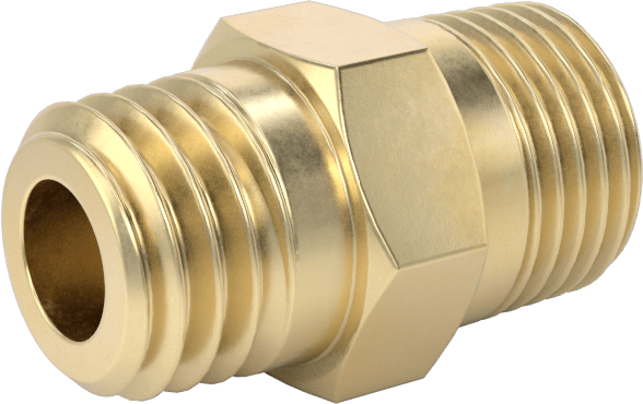 Yüksek Basınçlı Pirinç Boru Bağlantı Elemanı, Düz Adaptör, 1/8 BSPT Erkek x 1/8 NPT Erkek