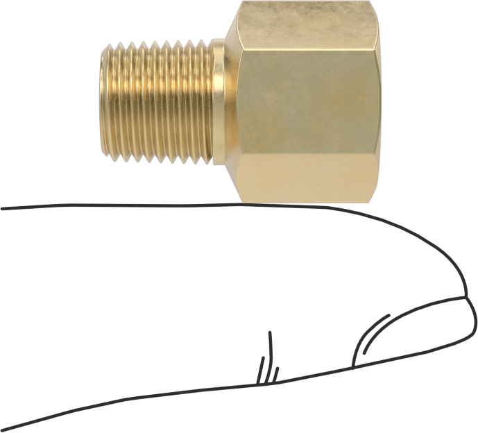 Yüksek Basınçlı Pirinç Boru Bağlantı Elemanı, Sızdırmazlık Maddeli, Düz Adaptör, 1/8 NPT Dişi x Erkek