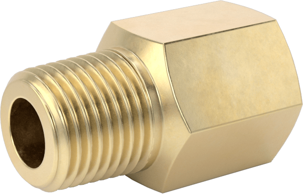 Yüksek Basınçlı Pirinç Boru Bağlantı Elemanı, Altıgen Gövdeli Düz Adaptör, 1/8 NPT Dişi x Erkek