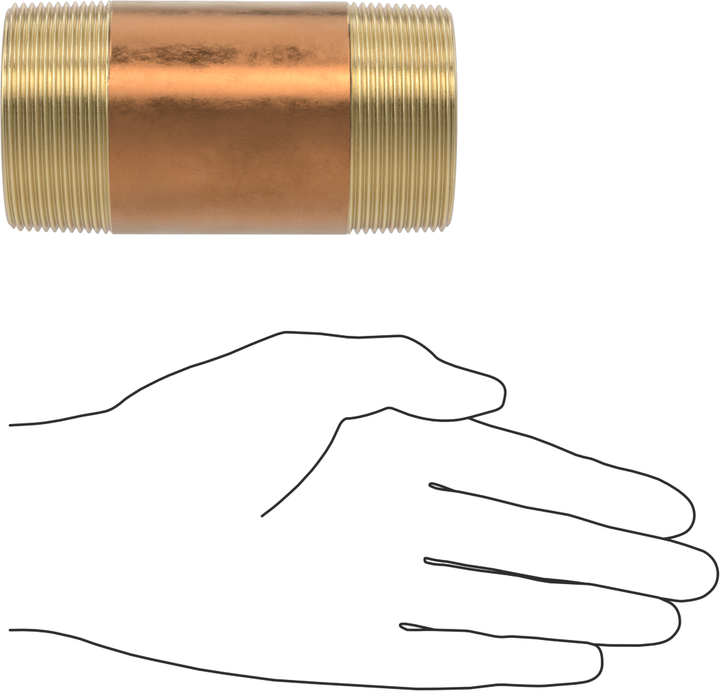 Yüksek Basınçlı Pirinç Boru Bağlantı Elemanı, Nipple, Her İki Ucu Dişli, 2 Boru Boyutu, 4-1/2" Uzunluk