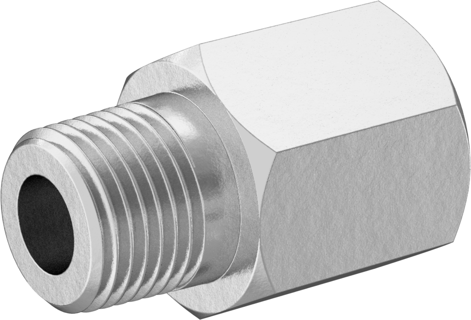 Yüksek Basınçlı Pirinç Boru Bağlantı Elemanı, Düz Adaptör, 1/8 NPTF Dişi x 1/8 BSPT Erkek