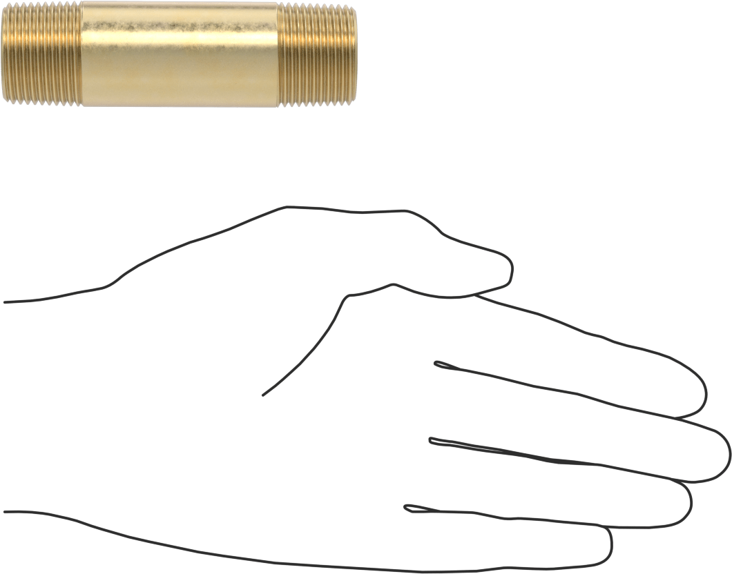 Yüksek Basınçlı Pirinç Boru Bağlantı Elemanı, Nipple, Her İki Ucu Dişli, 3/4 Boru Boyutu, 3-1/2" Uzunluk