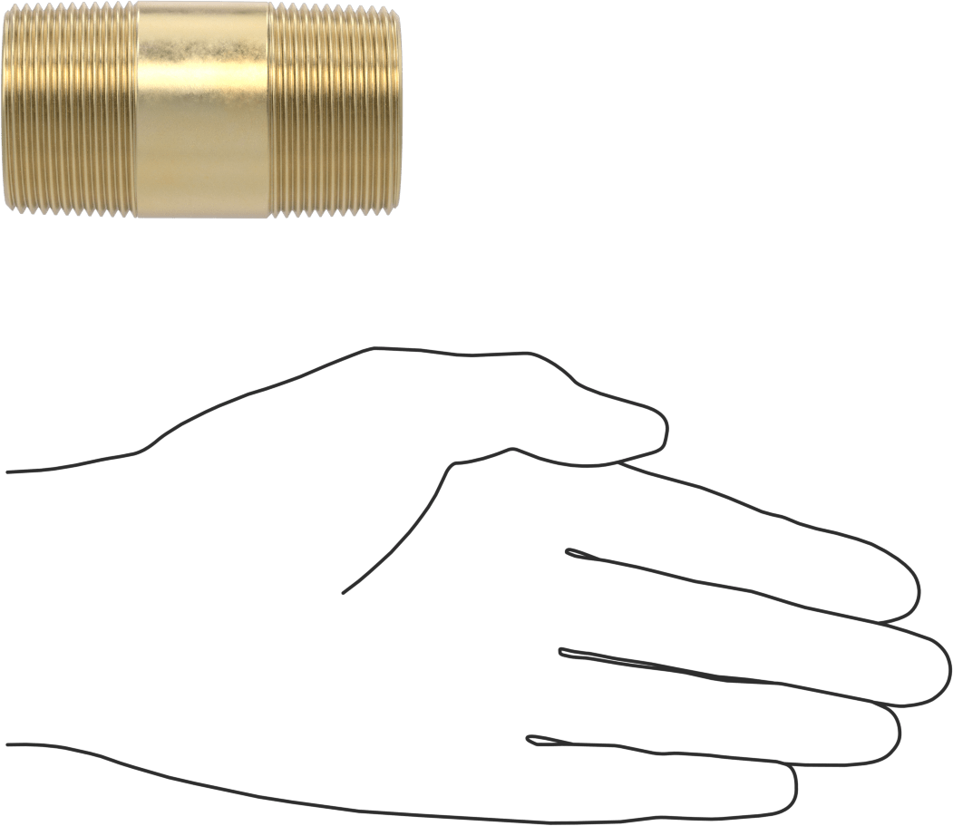 Yüksek Basınçlı Pirinç Boru Bağlantı Elemanı, Nipple, Her İki Ucu Dişli, 1-1/4 Boru Boyutu, 3" Uzunluk