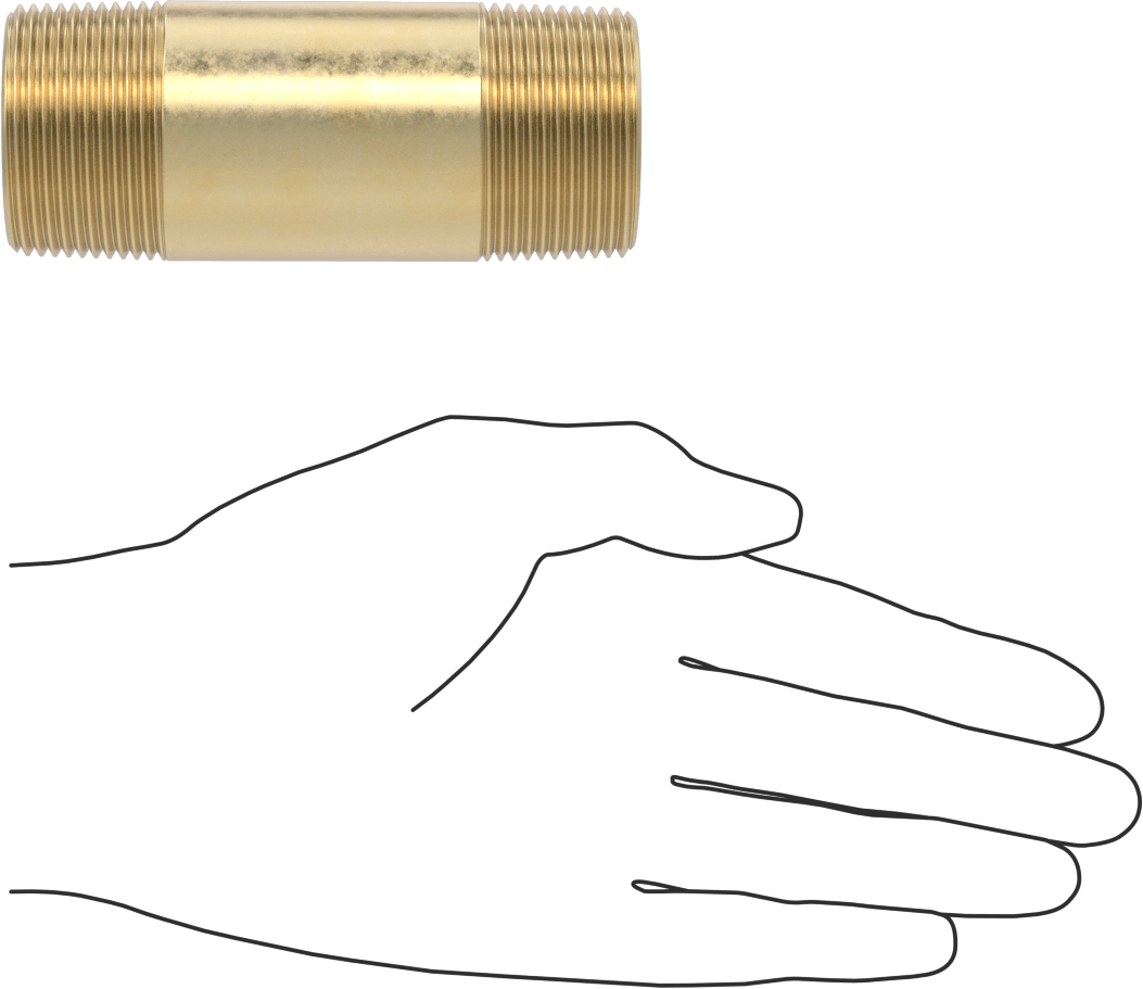 Yüksek Basınçlı Pirinç Boru Bağlantı Elemanı, Nipple, Her İki Ucu Dişli, 1-1/4 Boru Boyutu, 4" Uzunluk