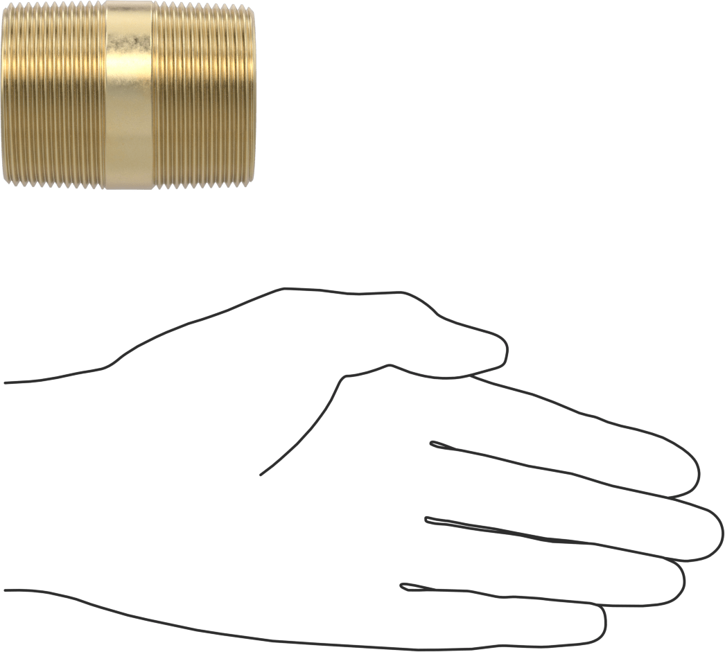 Yüksek Basınçlı Pirinç Boru Bağlantı Elemanı, Nipple, Her İki Ucu Dişli, 1-1/2 Boru Boyutu, 2-1/2" Uzunluk