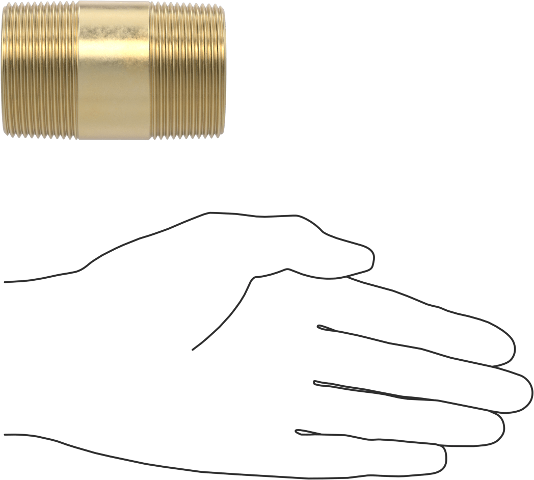Yüksek Basınçlı Pirinç Boru Bağlantı Elemanı, Nipple, Her İki Ucu Dişli, 1-1/2 Boru Boyutu, 3" Uzunluk