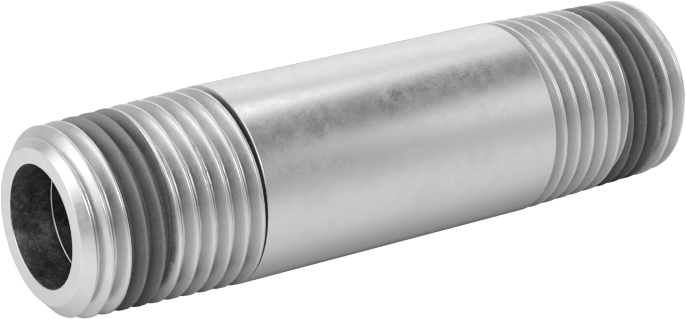 Yüksek Basınçlı Pirinç Boru Bağlantı Elemanı, Sızdırmazlık Maddeli Nipel, Uçlarda Dişli, 1/8 NPT, 1-1/2" Uzunluk