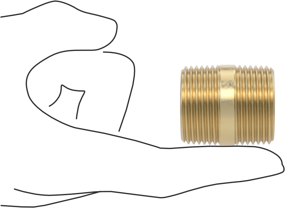 Yüksek Basınçlı Pirinç Boru Bağlantı Elemanı, Nipple, Her İki Ucu Dişli, 1 Boru Boyutu, 1-1/2" Uzunluk