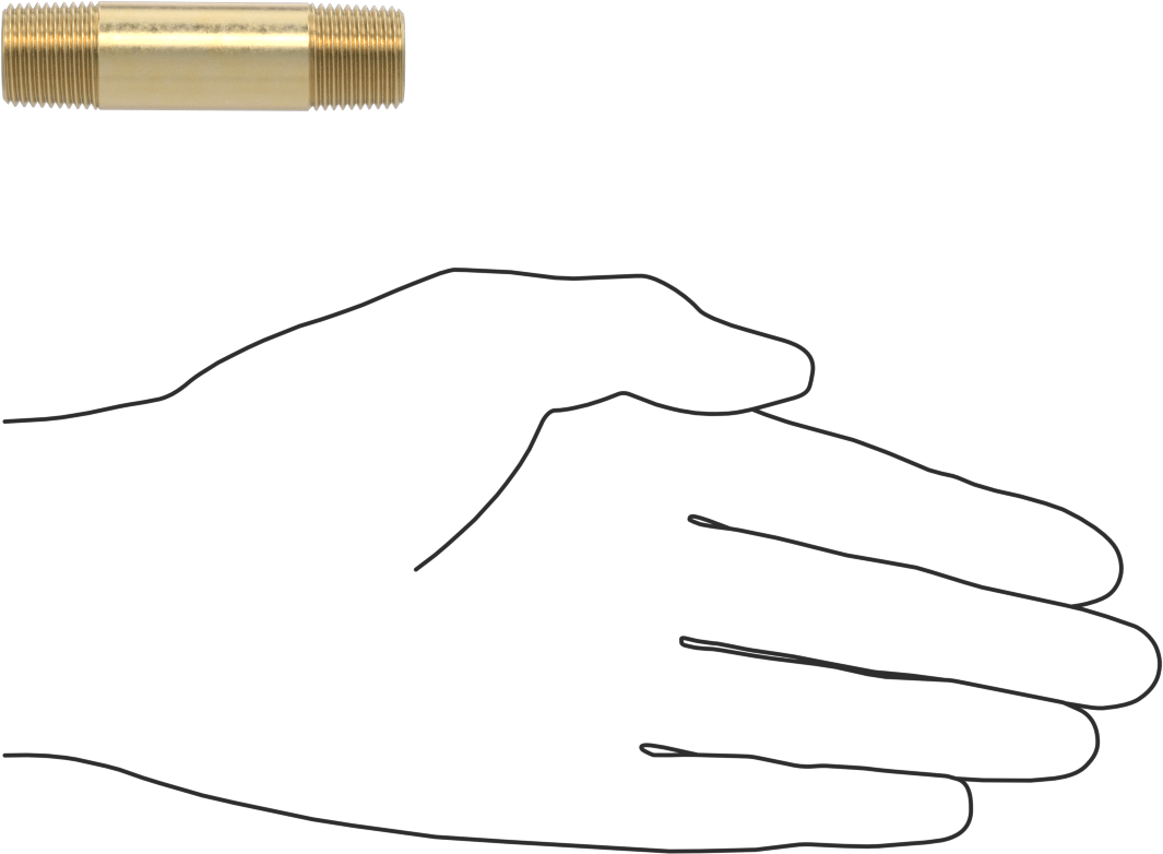Yüksek Basınçlı Pirinç Boru Bağlantı Elemanı, Nipple, Her İki Ucu Dişli, 3/8 Boru Boyutu, 2-1/2" Uzunluk