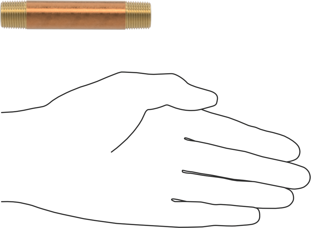 Yüksek Basınçlı Pirinç Boru Bağlantı Elemanı, Nipple, Her İki Ucu Dişli, 3/8 Boru Boyutu, 3-1/2" Uzunluk