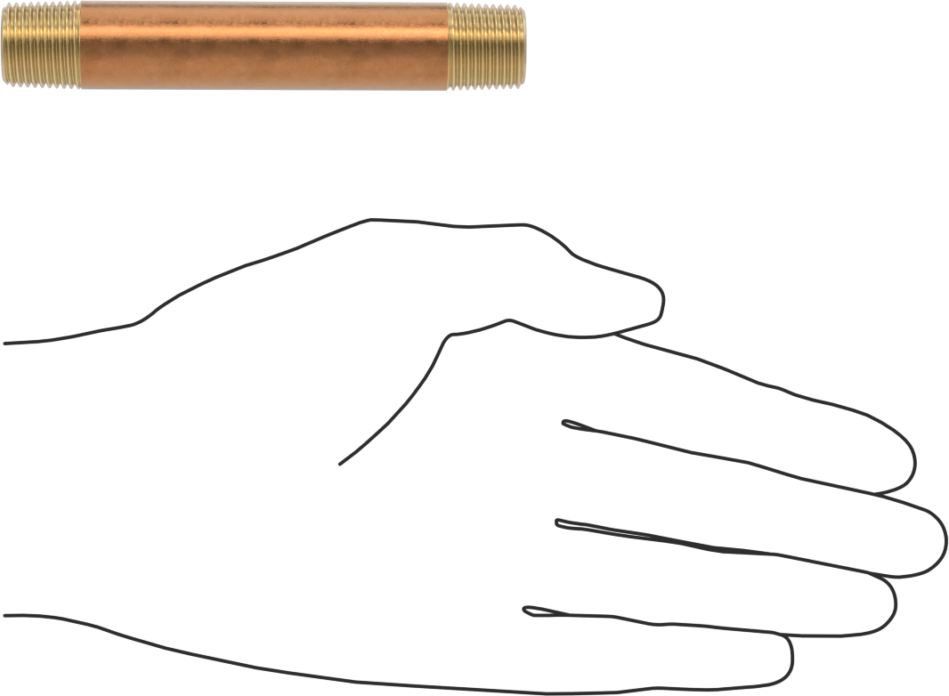 Yüksek Basınçlı Pirinç Boru Bağlantı Elemanı, Nipple, Her İki Ucu Dişli, 3/8 Boru Boyutu, 4" Uzunluk