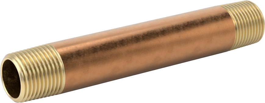 Yüksek Basınçlı Pirinç Boru Bağlantı Elemanı, Nipple, Her İki Ucu Dişli, 3/8 Boru Boyutu, 4" Uzunluk