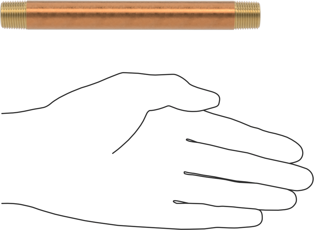 Yüksek Basınçlı Pirinç Boru Bağlantı Elemanı, Nipple, Her İki Ucu Dişli, 3/8 Boru Boyutu, 6 inç Uzunluk