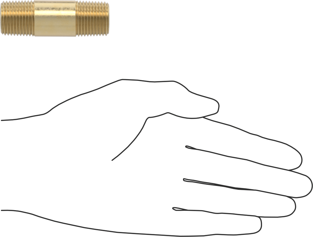 Yüksek Basınçlı Pirinç Boru Bağlantı Elemanı, Nipple, Her İki Ucu Dişli, 1/2 Boru Boyutu, 2-1/2" Uzunluk