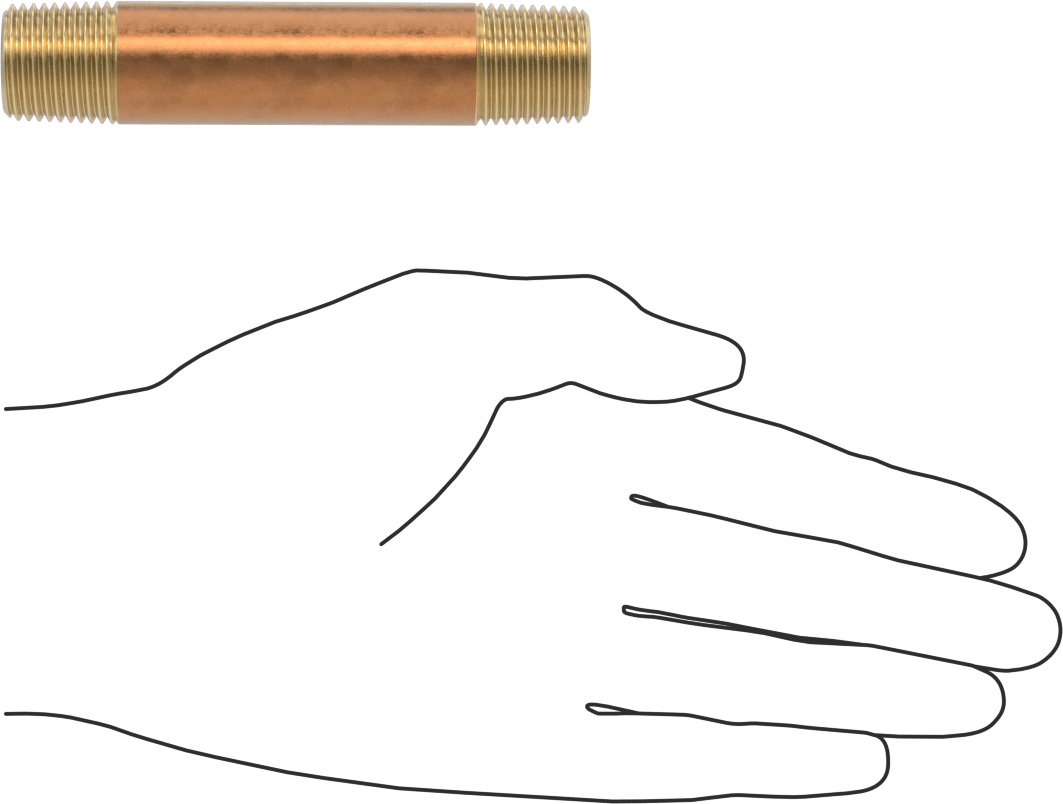 Yüksek Basınçlı Pirinç Boru Bağlantı Elemanı, Nipple, Her İki Ucu Dişli, 1/2 Boru Boyutu, 4" Uzunluk