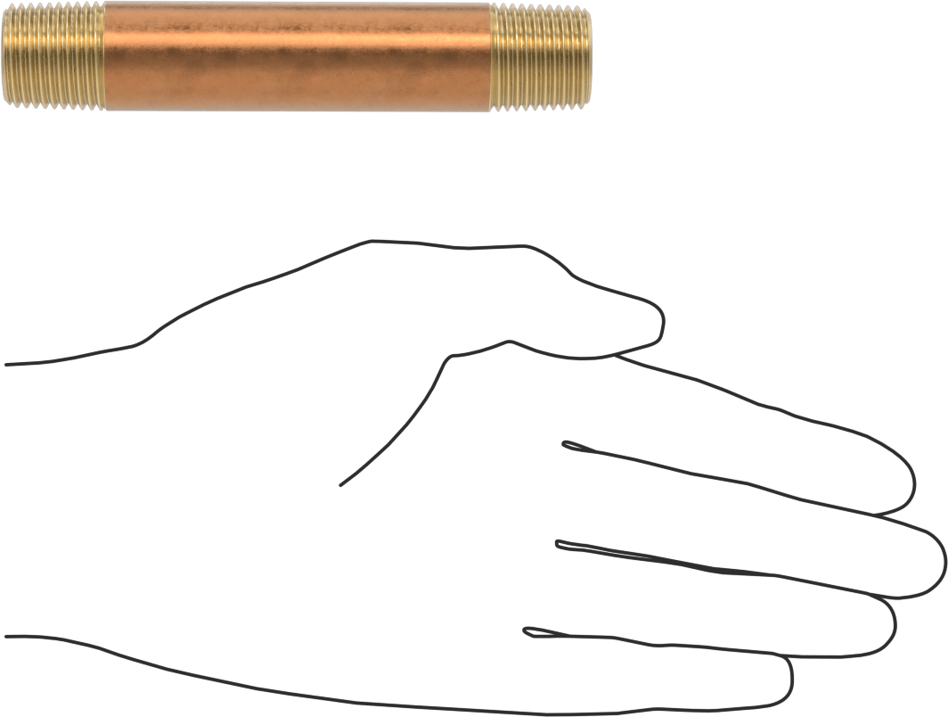 Yüksek Basınçlı Pirinç Boru Bağlantı Elemanı, Nipple, Her İki Ucu Dişli, 1/2 Boru Boyutu, 4-1/2" Uzunluk