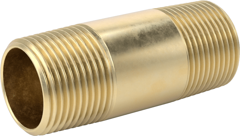 Yüksek Basınçlı Pirinç Boru Bağlantı Elemanı, Nipple, Her İki Ucu Dişli, 3/4 Boru Boyutu, 2-1/2" Uzunluk