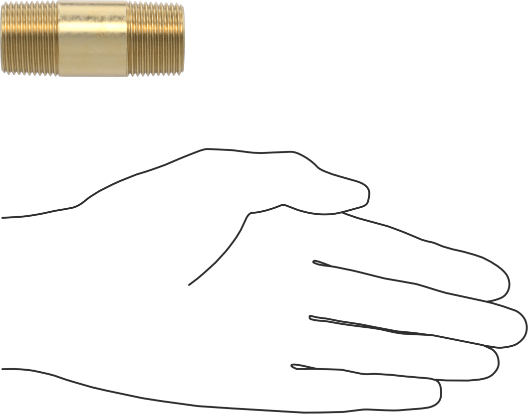 Yüksek Basınçlı Pirinç Boru Bağlantı Elemanı, Nipple, Her İki Ucu Dişli, 3/4 Boru Boyutu, 2-1/2" Uzunluk