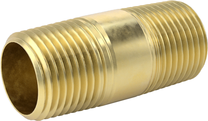 Yüksek Basınçlı Pirinç Boru Bağlantı Elemanı, Nipple, Her İki Ucu Dişli, 3/8 Boru Boyutu, 1-1/2" Uzunluk
