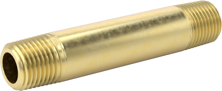 Yüksek Basınçlı Pirinç Boru Bağlantı Elemanı, Sızdırmazlık Maddeli Nipel, Her İki Ucu Dişli, 1/8 NPT, 2" Uzunluk