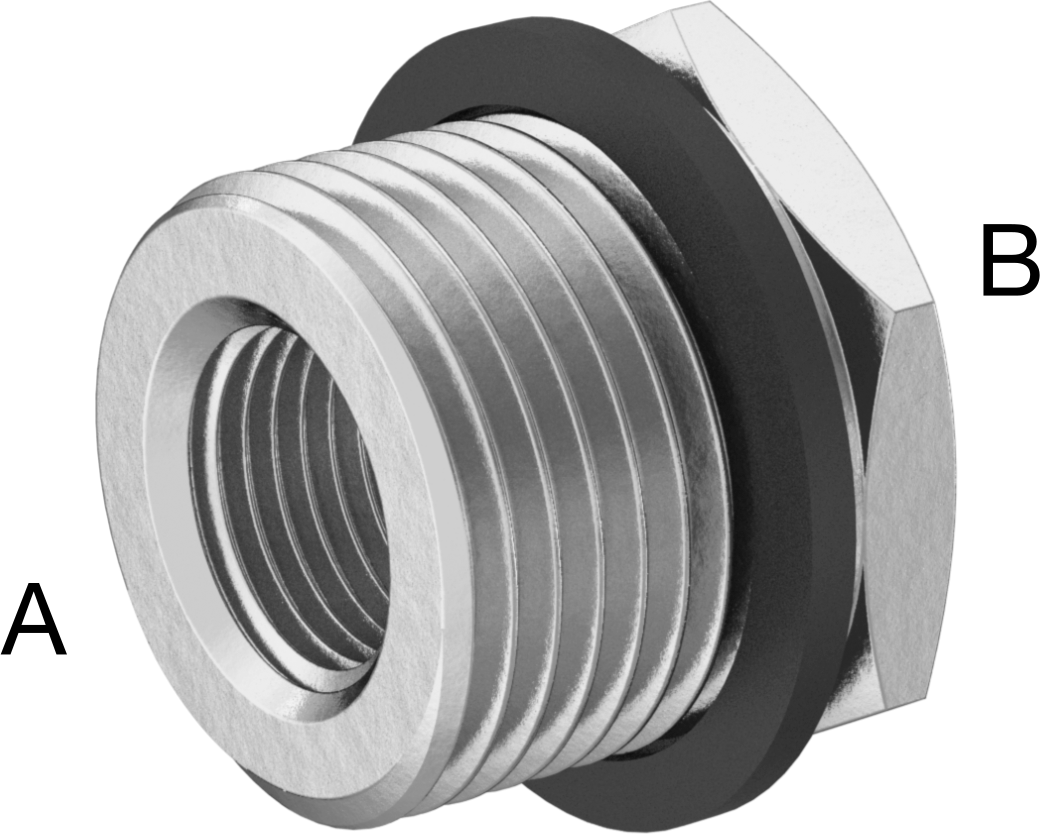 Yüksek Basınçlı Pirinç Boru Bağlantı Elemanı, Altıgen ve Contalı Adaptör, 3/8 BSPP Erkek x 1/8 BSPP Dişi