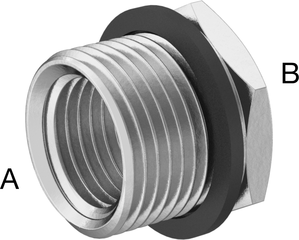 Yüksek Basınçlı Pirinç Boru Bağlantı Elemanı, Altıgen ve Contalı Adaptör, 3/8 BSPP Erkek x 1/4 BSPP Dişi