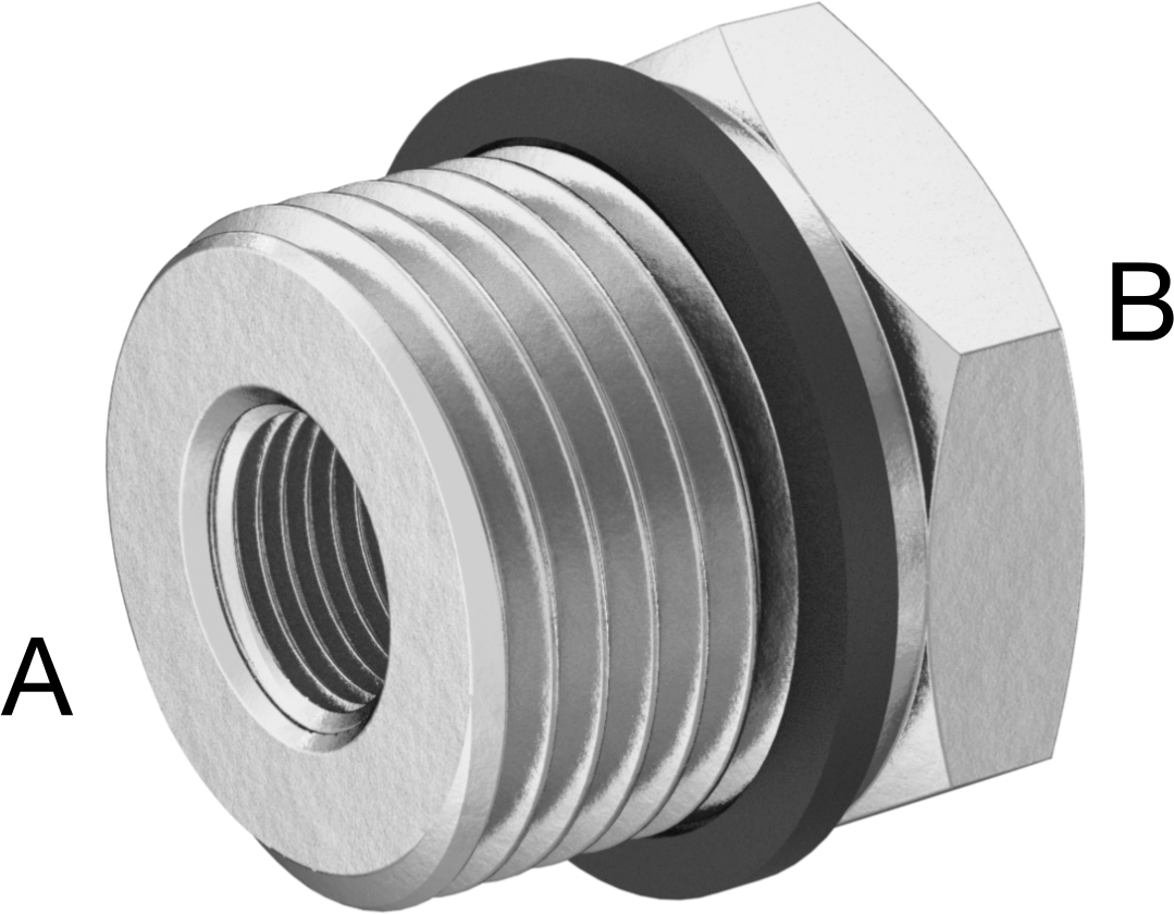 Yüksek Basınçlı Pirinç Boru Bağlantı Elemanı, Altıgen ve Contalı Adaptör, 1/2 BSPP Erkek x 1/8 BSPP Dişi