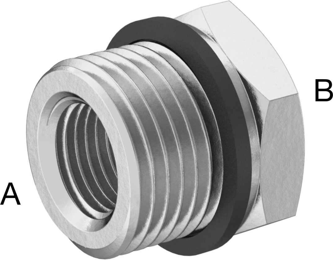 Yüksek Basınçlı Pirinç Boru Bağlantı Elemanı, Altıgen ve Contalı Adaptör, 1/2 BSPP Erkek x 1/4 BSPP Dişi