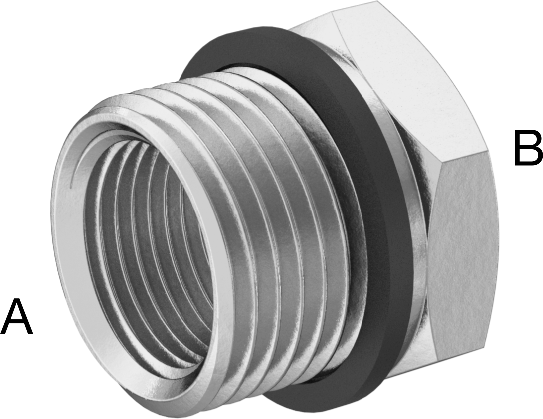 Yüksek Basınçlı Pirinç Boru Bağlantı Elemanı, Altıgen ve Contalı Adaptör, 1/2 BSPP Erkek x 3/8 BSPP Dişi