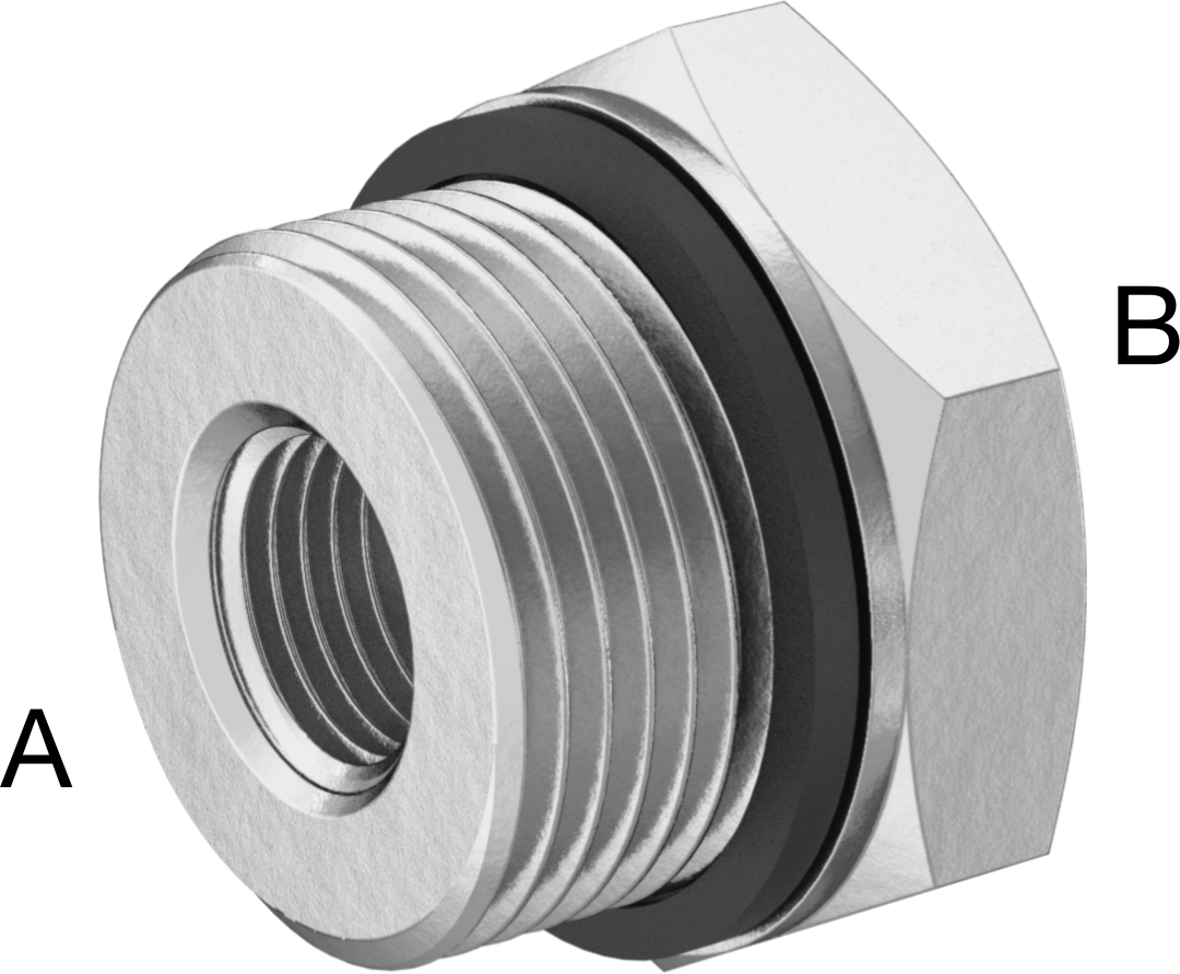Yüksek Basınçlı Pirinç Boru Bağlantı Elemanı, Altıgen ve Contalı Adaptör, 3/4 BSPP Erkek x 1/4 BSPP Dişi