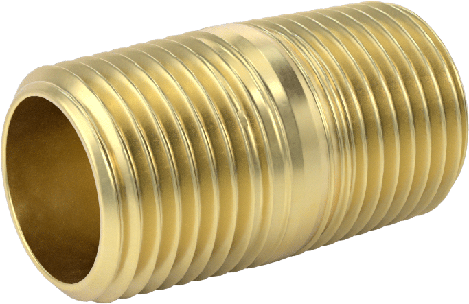 Yüksek Basınçlı Pirinç Boru Bağlantı Elemanı, Sızdırmazlık Maddeli Nipel, Uçlarda Dişli, 1/2 NPT, 1-1/2" Uzunluk
