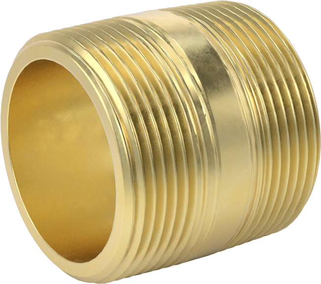 Yüksek Basınçlı Pirinç Boru Bağlantı Elemanı, Nipple, Her İki Ucu Dişli, 1 1/2 Boru Çapı, 1-3/4" Uzunluk