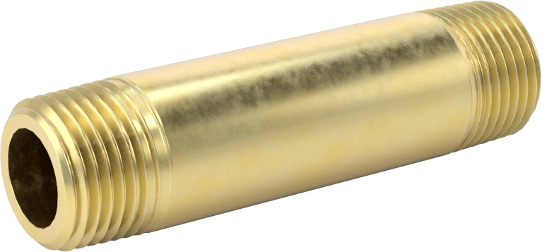 Yüksek Basınçlı Pirinç Boru Bağlantı Elemanı, Nipple, Her İki Ucu Dişli, 3/8 Boru Boyutu, 2-1/2" Uzunluk