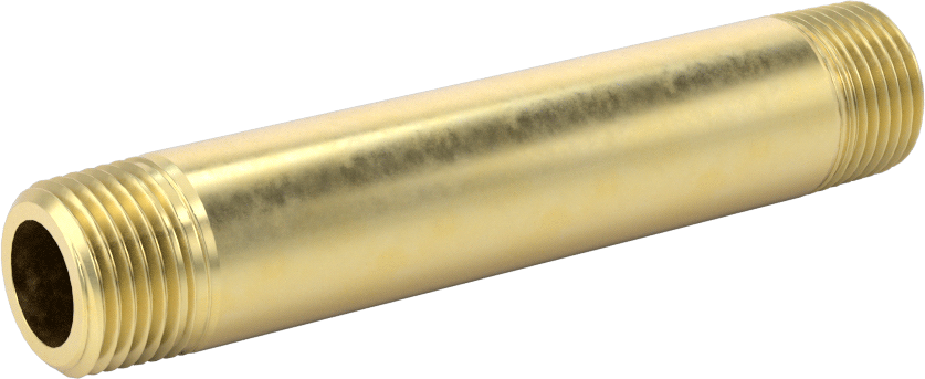 Yüksek Basınçlı Pirinç Boru Bağlantı Elemanı, Nipple, Her İki Ucu Dişli, 3/8 Boru Boyutu, 3-1/2" Uzunluk