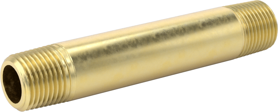 Yüksek Basınçlı Pirinç Boru Bağlantı Elemanı, Nipple, Her İki Ucu Dişli, 1/2 Boru Boyutu, 4-1/2" Uzunluk