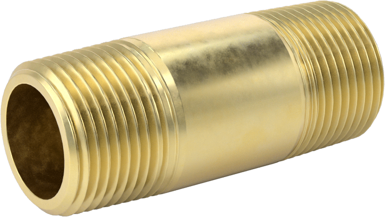 Yüksek Basınçlı Pirinç Boru Bağlantı Elemanı, Nipple, Her İki Ucu Dişli, 3/4 Boru Boyutu, 2-1/2" Uzunluk
