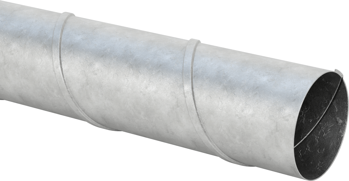 Eğilmeye Dayanıklı Spiral Kanal, Galvanizli Çelik, Kanal Boyutu 3, 2 Ayak Uzunluk