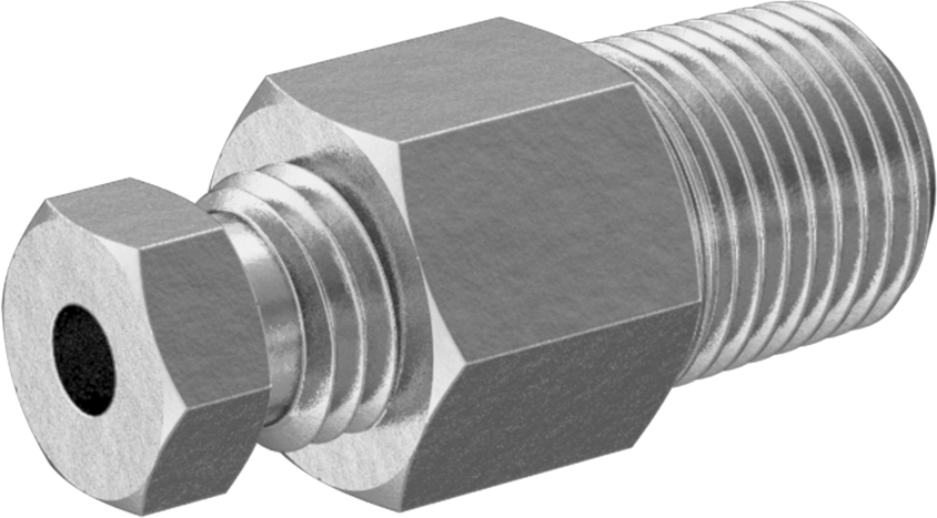 Hızlı Montajlı Sıkıştırma Bağlantı Elemanı, Bakır Boru için, Adaptör, 1/8" Boru x 1/8 NPTF Erkek