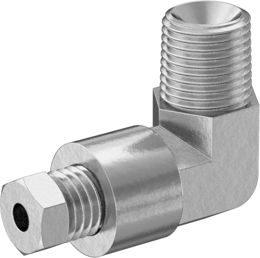 Hızlı Montajlı Sıkıştırma Bağlantı Elemanı, Bakır Boru için, Dirsek, 1/8" Boru x 1/8 NPTF Erkek