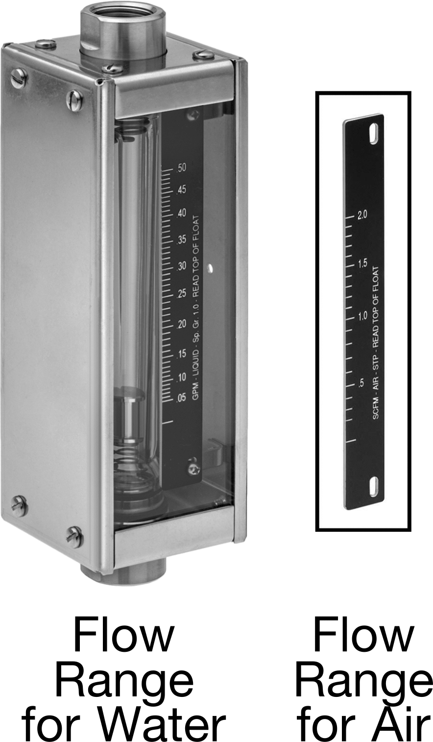 Darbeye Dayanıklı Akış Ölçer, 1/2 NPT Dişi, 0.05 ila 0.5 gpm