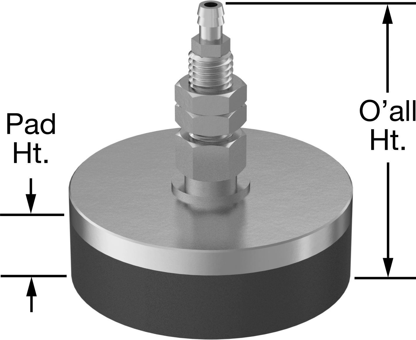 Vacuum Pad with Male Barbed Top Air Connection
