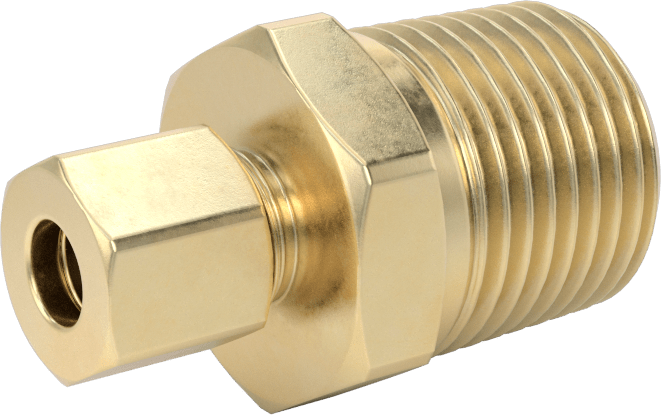 Hava ve Su için Pirinç Sıkıştırma Tüp Bağlantısı, 1/4" Boru Dış Çapı x 1/2 NPTF Erkek için Düz Adaptör