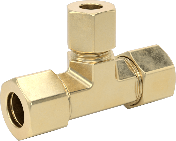 Hava ve Su için Pirinç Sıkıştırma Tüp Bağlantısı, 3/8“ dış çaplı boru x 1/4” dış çaplı boru için sıralı T redüktör