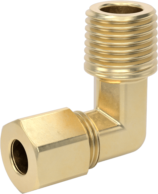 Hava ve Su için Pirinç Sıkıştırma Tüp Bağlantısı, Dirsek adaptörü, 1/4" Boru Dış Çapı x 1/4 NPTF Erkek için