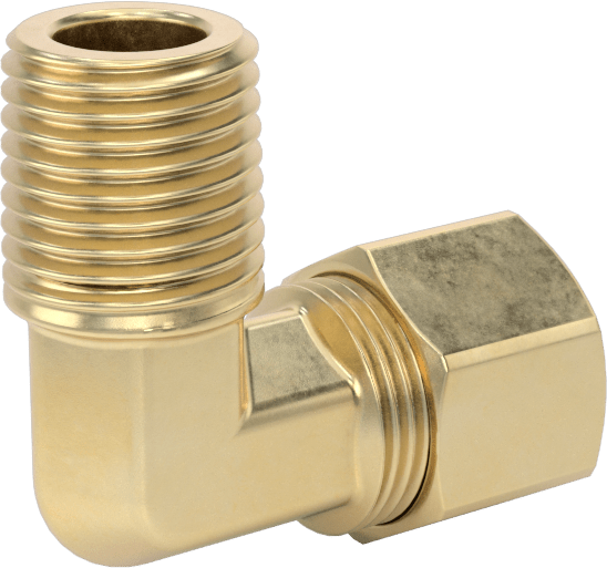 Hava ve Su için Pirinç Sıkıştırma Tüp Bağlantısı, Dirsek adaptörü, 3/8" Dış Çaplı Boru x 1/4 NPTF Erkek için